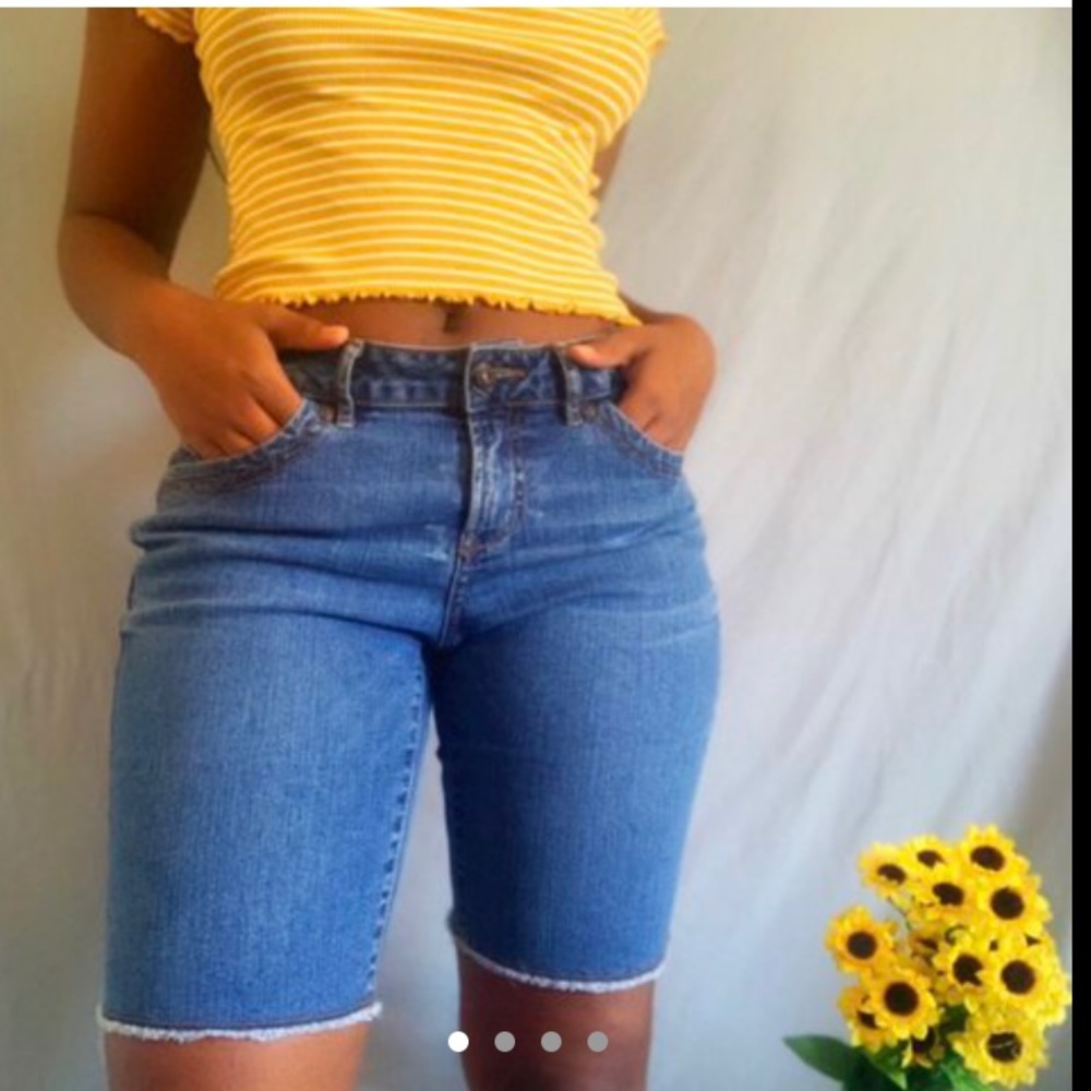 Knee length jean shorts